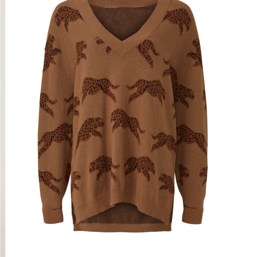 Brown Leopard Print Sweater and Shorts Set - Picture 3 of 4